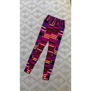 Nike Dri-FIT Purple Red Striped Geometric Print Activewear Leggings